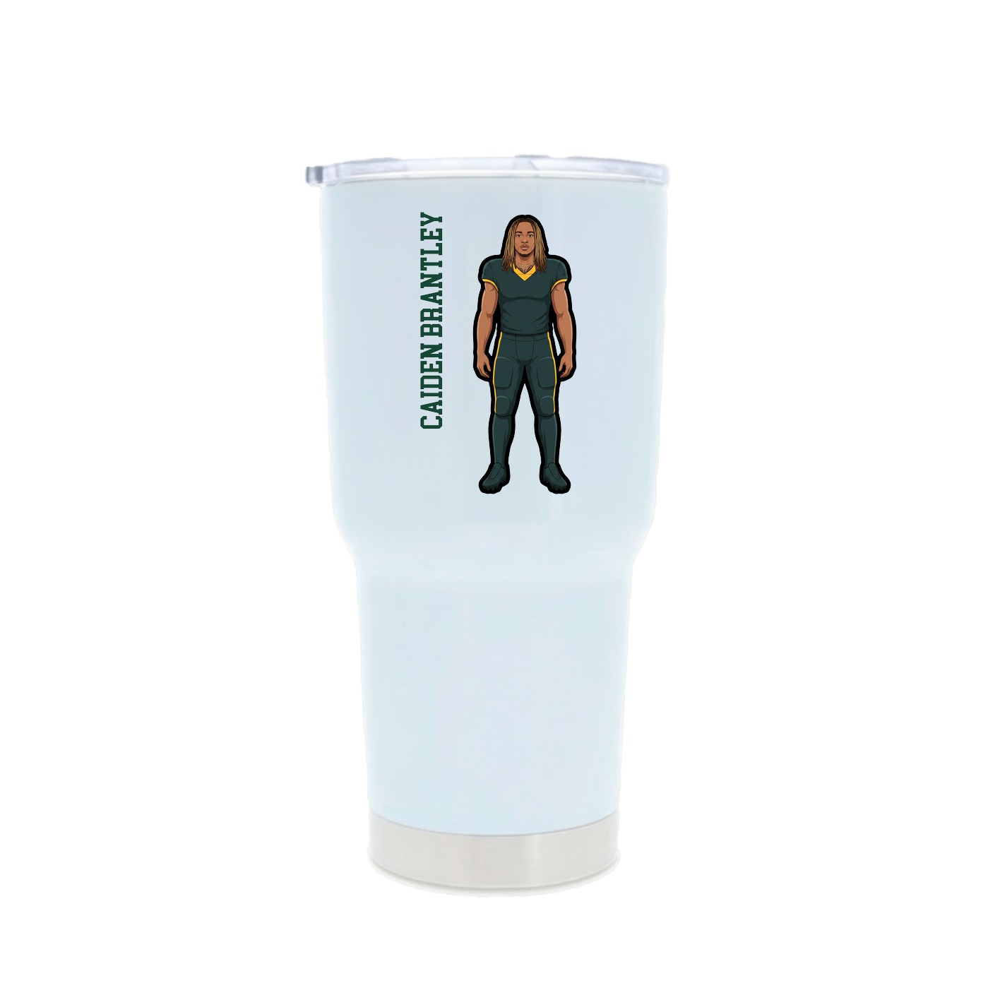 30oz Stainless Steel Tumbler — Name Vertical in White