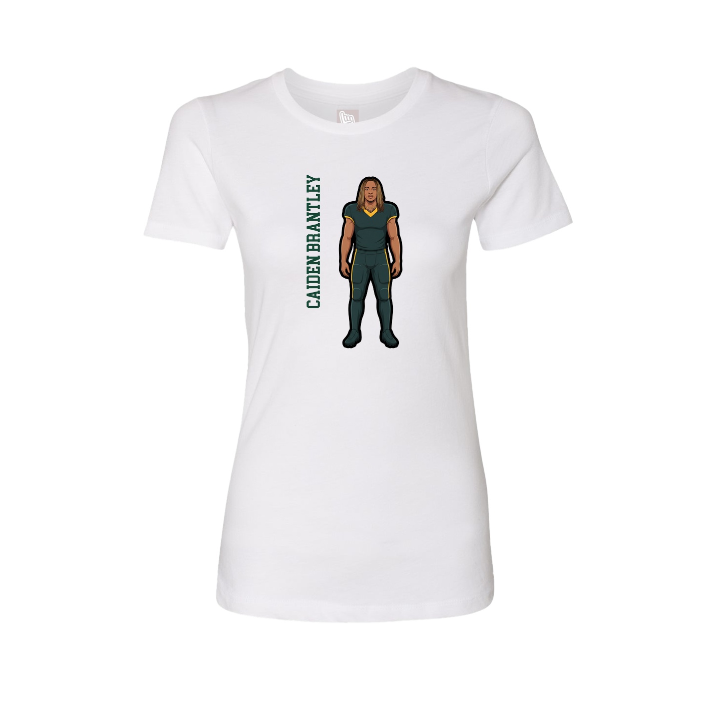Womens Tee — Name Vertical in White