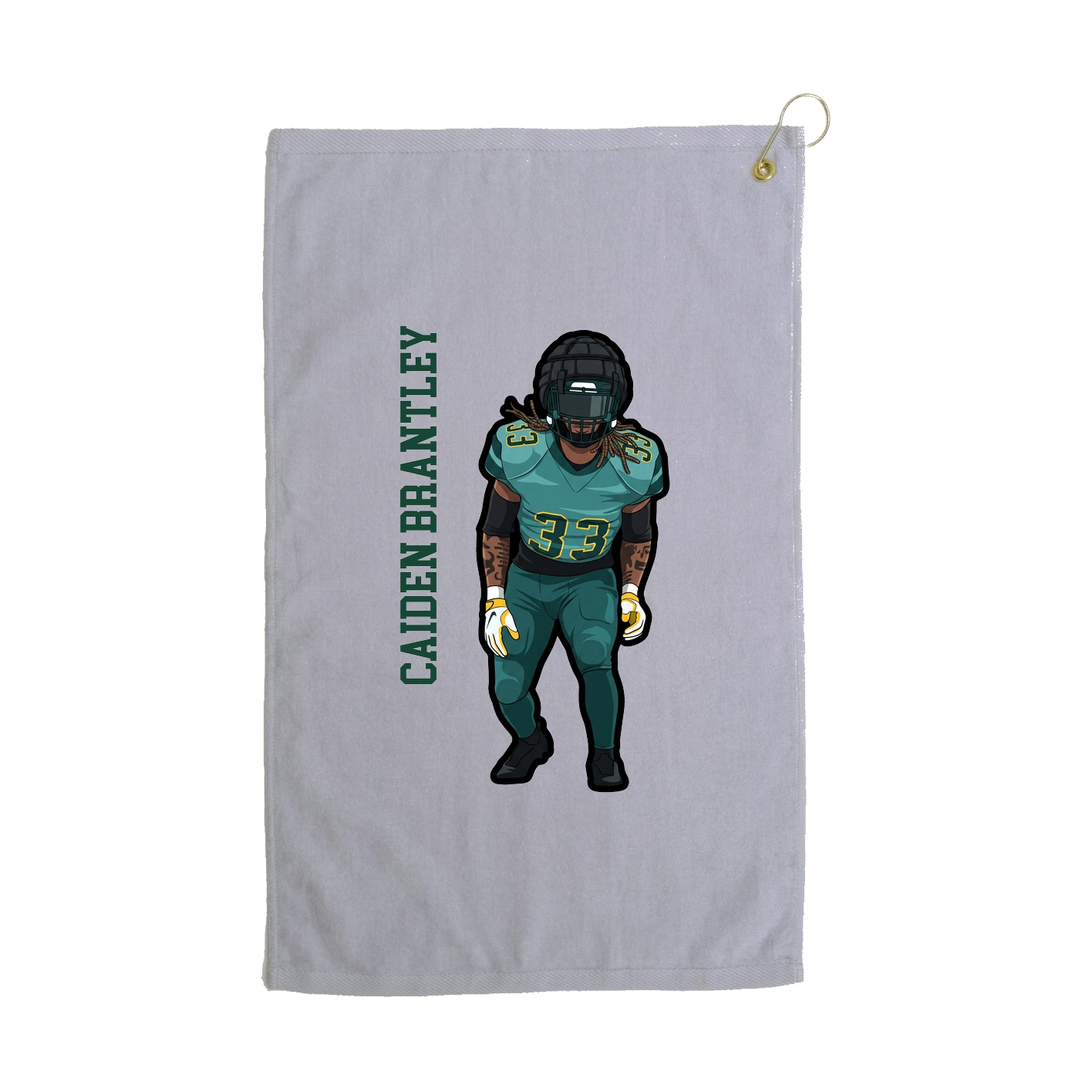 Golf Towel — Name Vertical in Grey