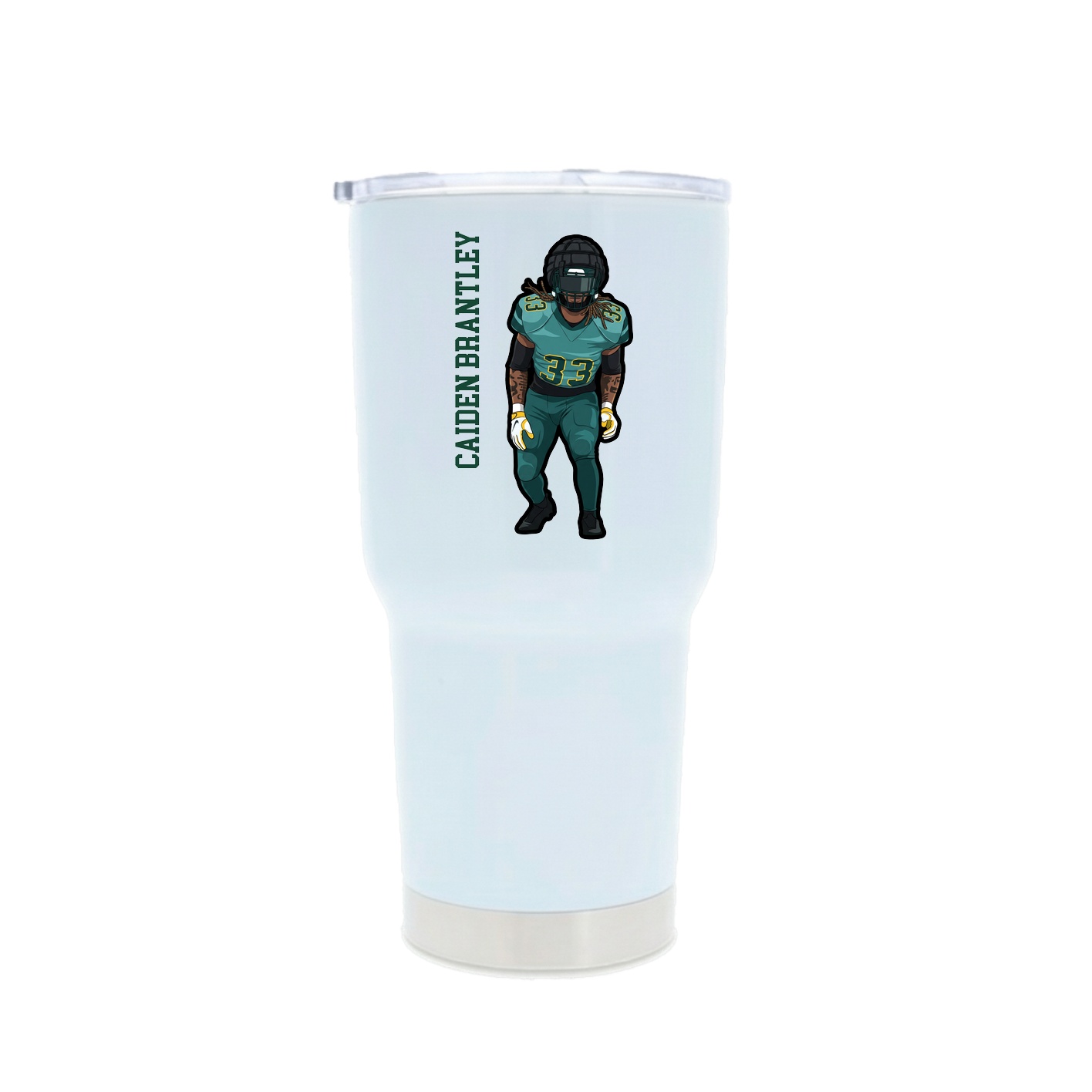 30oz Stainless Steel Tumbler — Name Vertical in White
