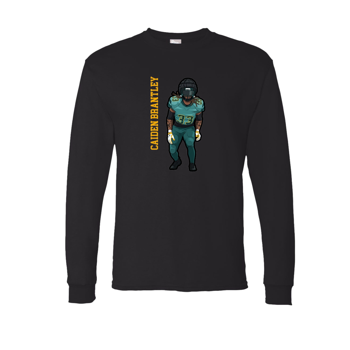 Long Sleeve Tee — Name Vertical in Black