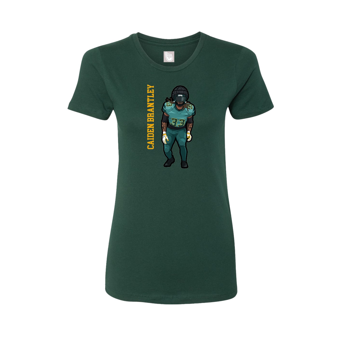Fitted Women's Tee — Name Vertical in Green