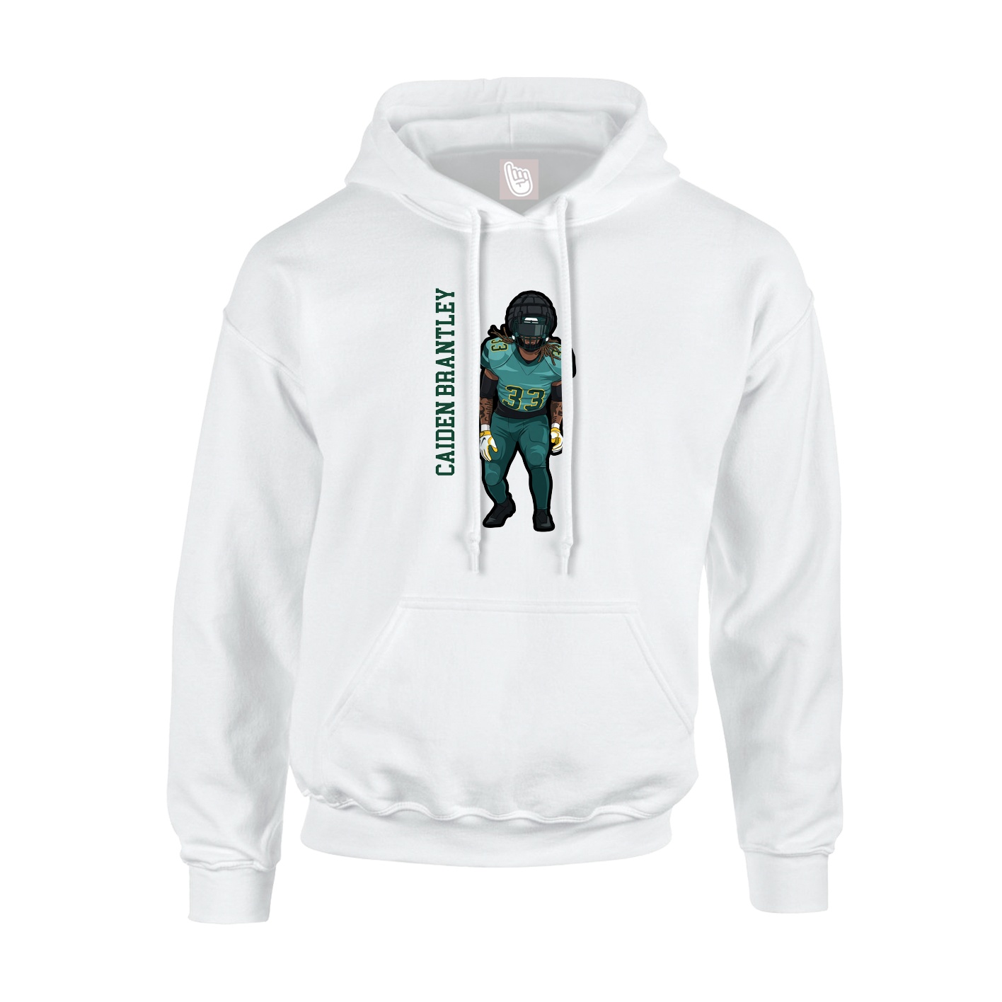 Youth Hoodie — Name Vertical in White