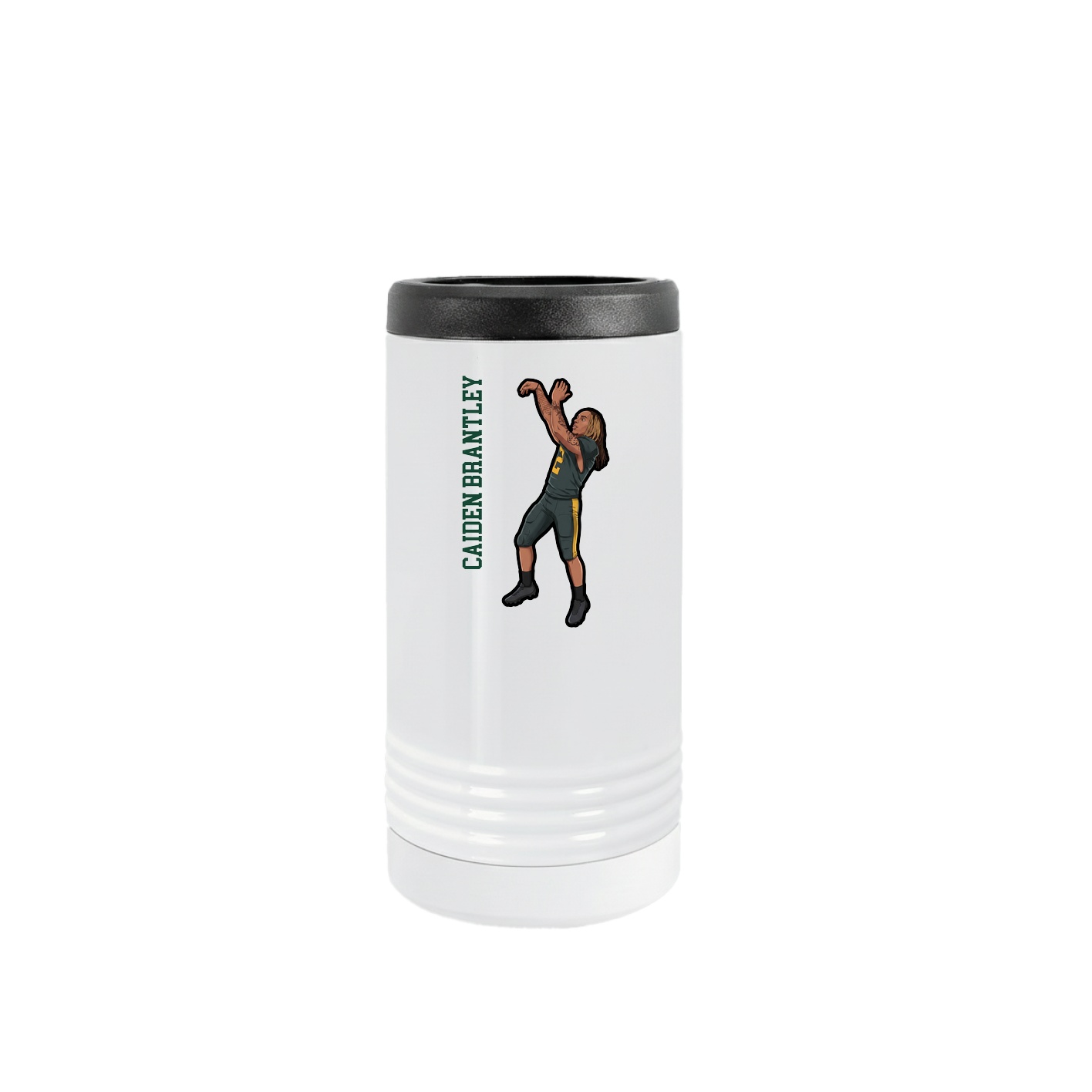 Slim Beverage Holder — Name Vertical in White