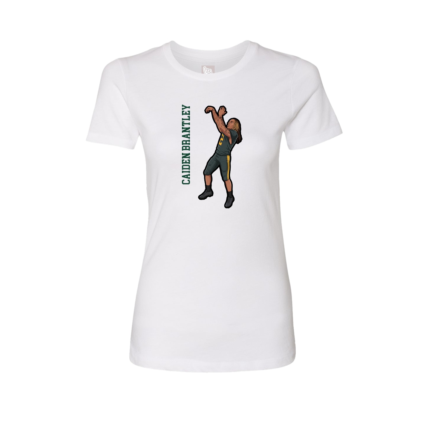 Fitted Women's Tee — Name Vertical in White