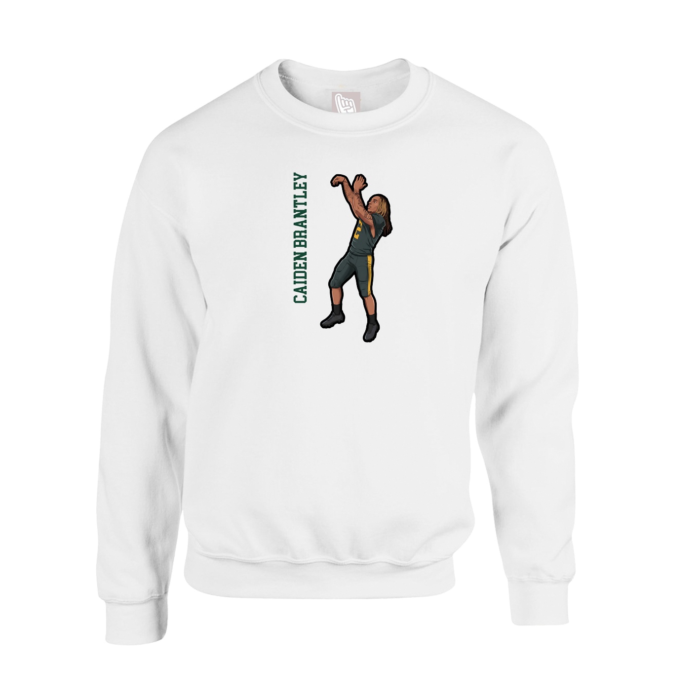 Fleece Crew — Name Vertical in White