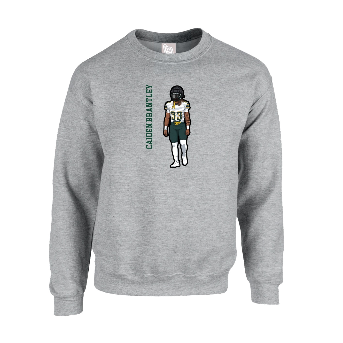 Fleece Crew — Name Vertical in Grey