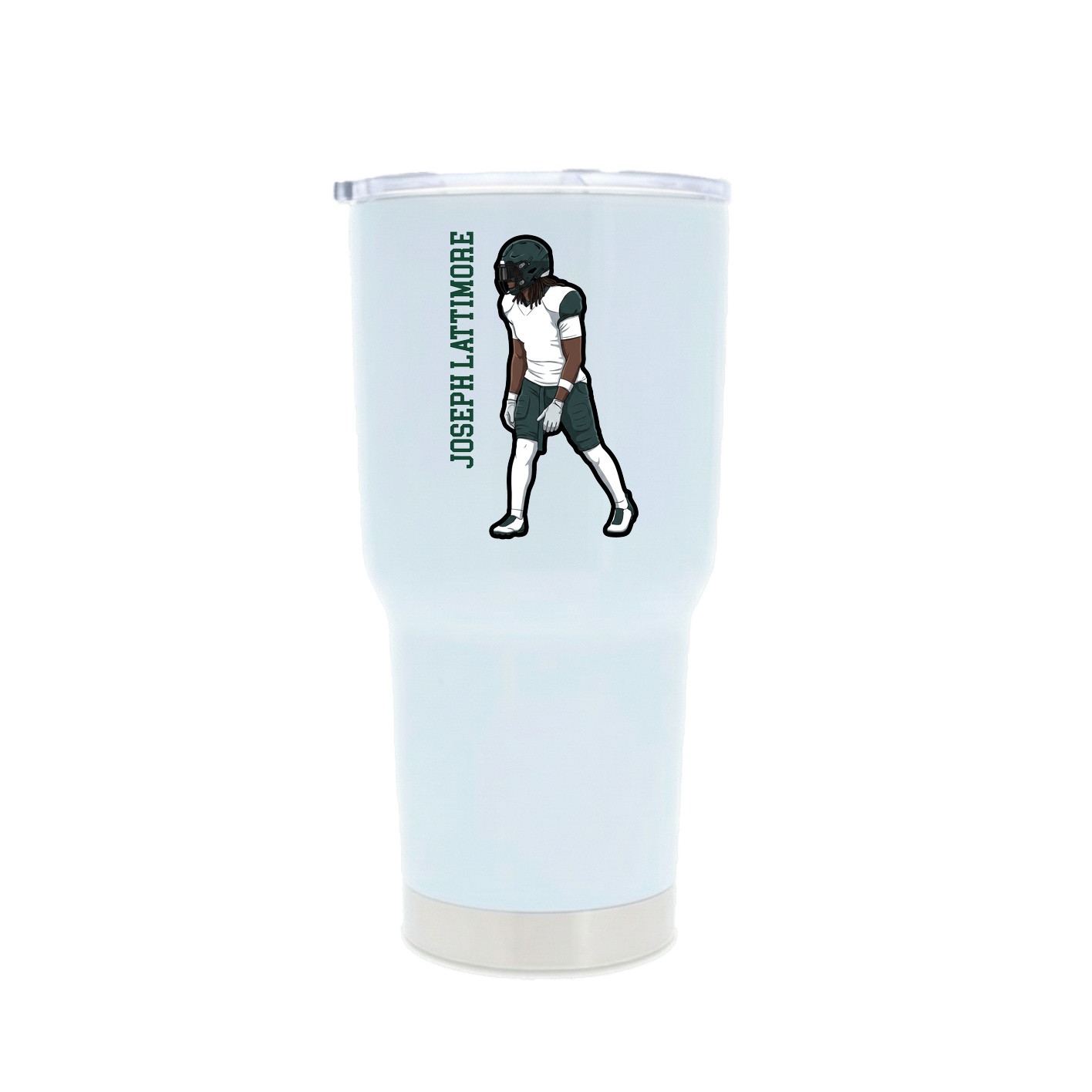 30oz Stainless Steel Tumbler — Name Vertical in White