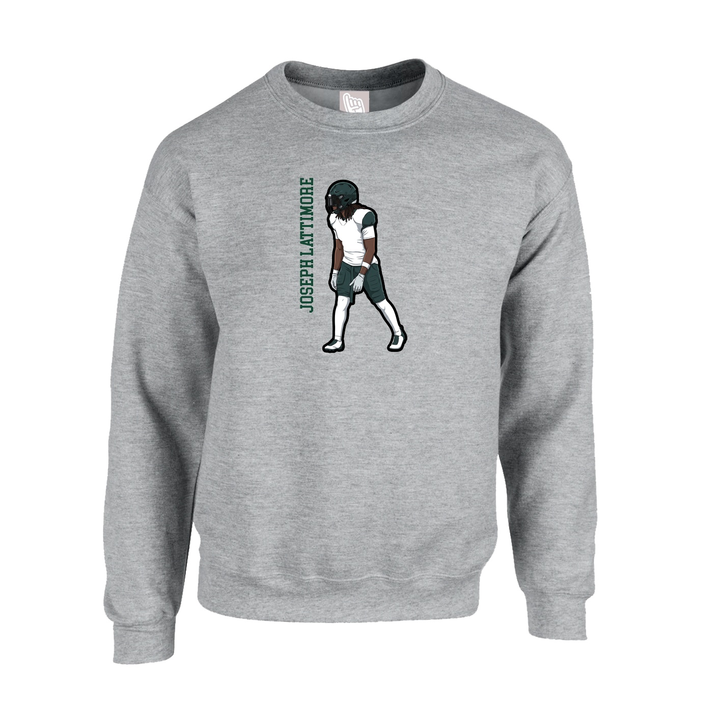 Fleece Crew — Name Vertical in Grey