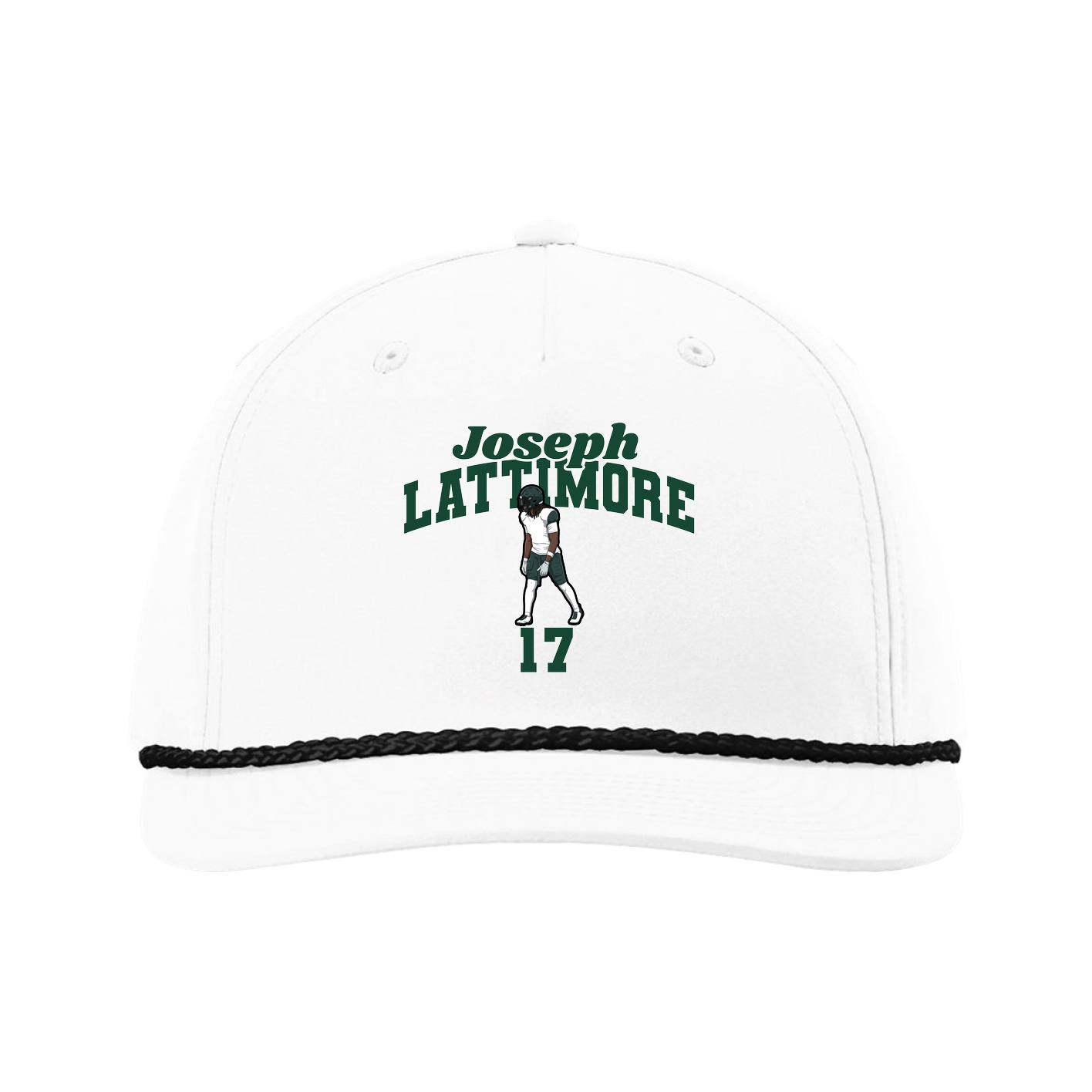 Five-Panel Classic Rope Cap — Signature Arch in White