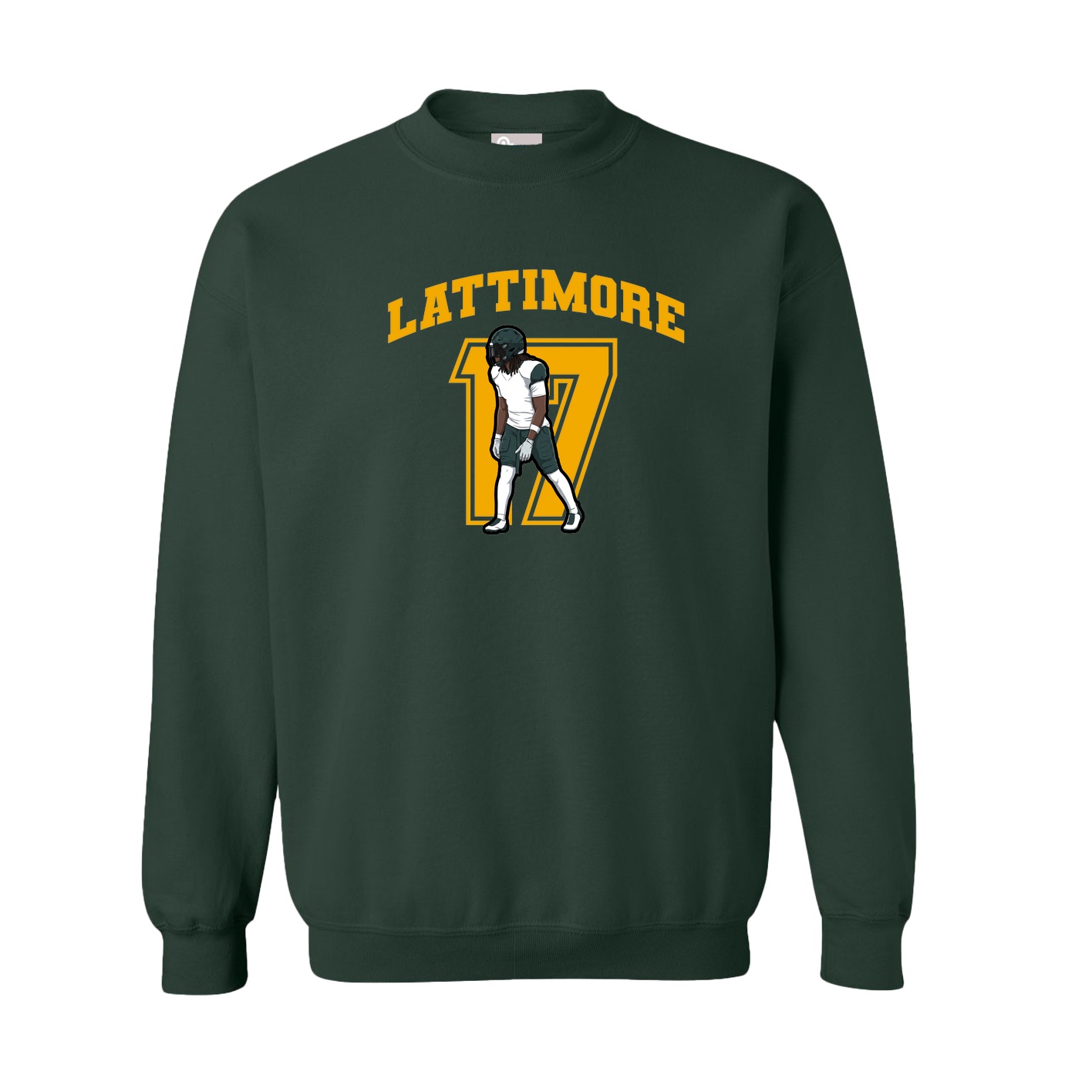 Fleece Crew — Number in Green