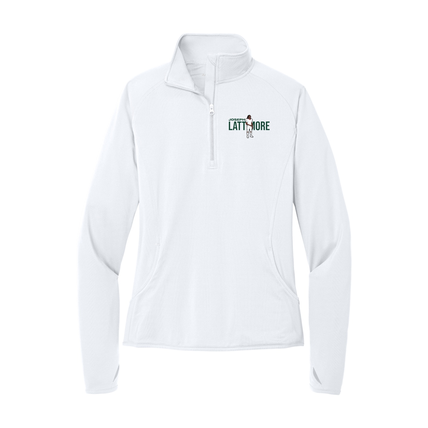 Women's Q-Zip Pullover — Player Name in White