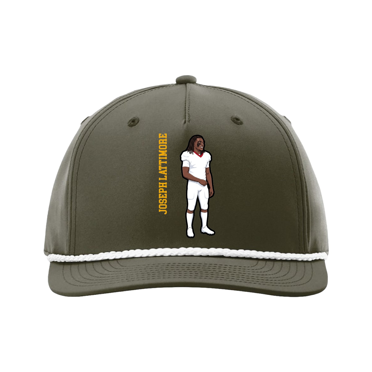 Five-Panel Classic Rope Cap — Name Vertical in Green