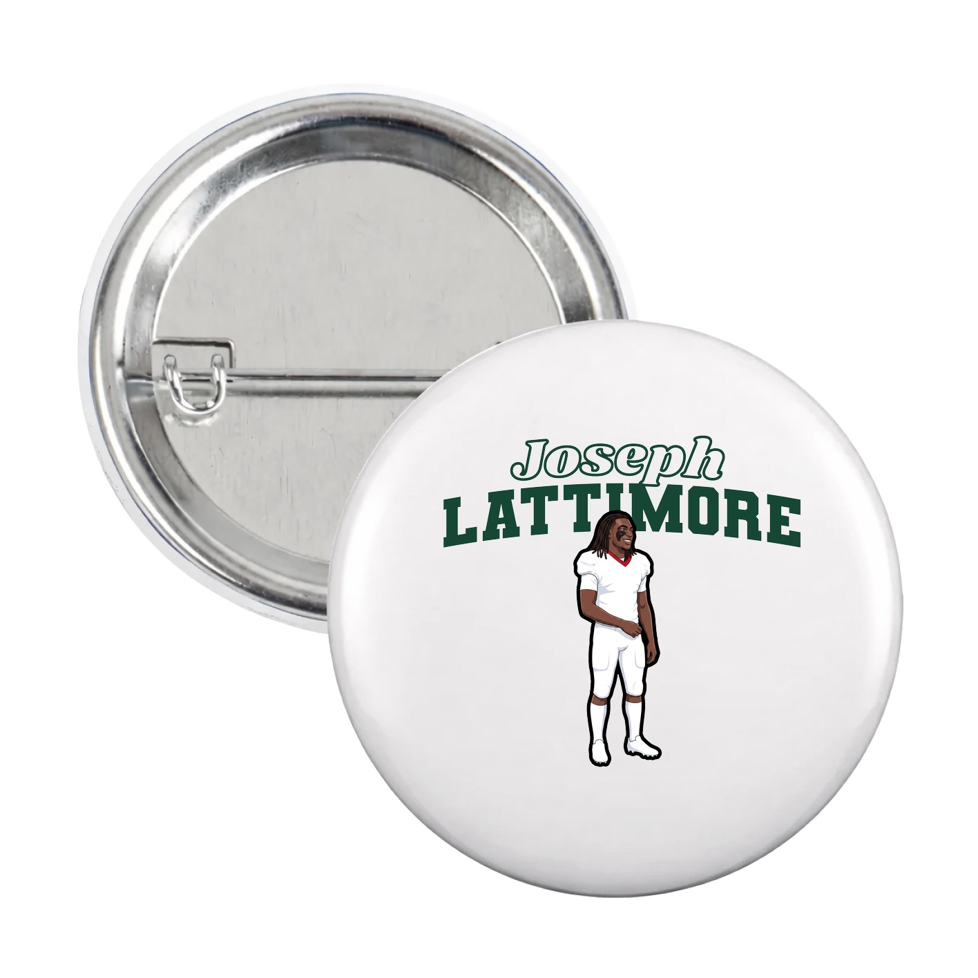 Game Day Button — Name Arch in White