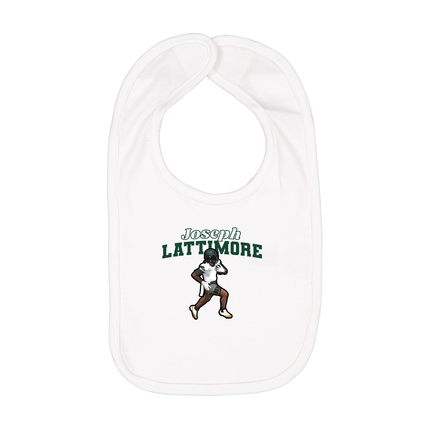 Infant Bib — Name Arch in White