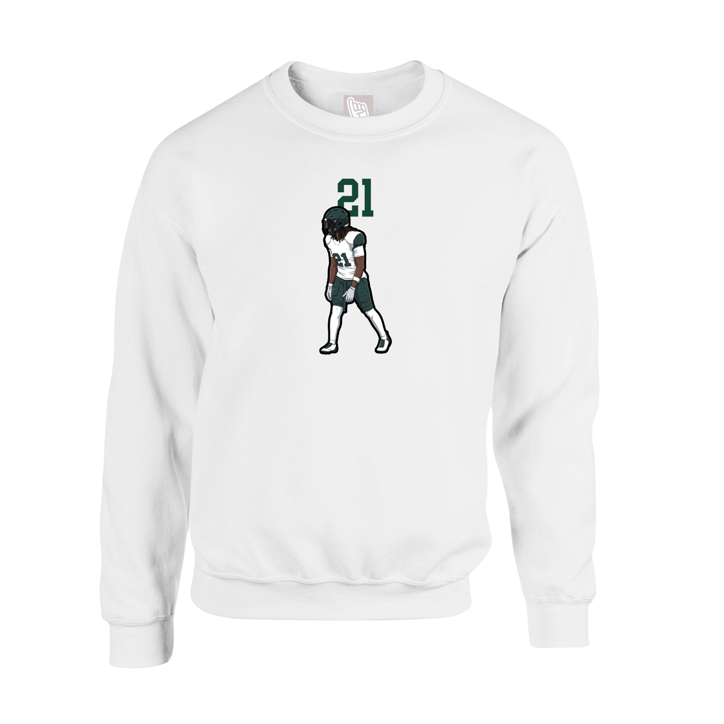 Fleece Crew — Number Top in White