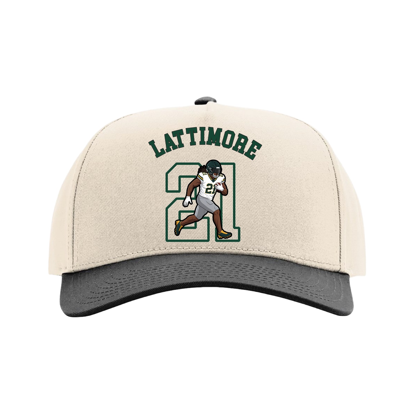 Full Fabric Five-Panel Champ Cap — Shirsey Arch in Cream/Black