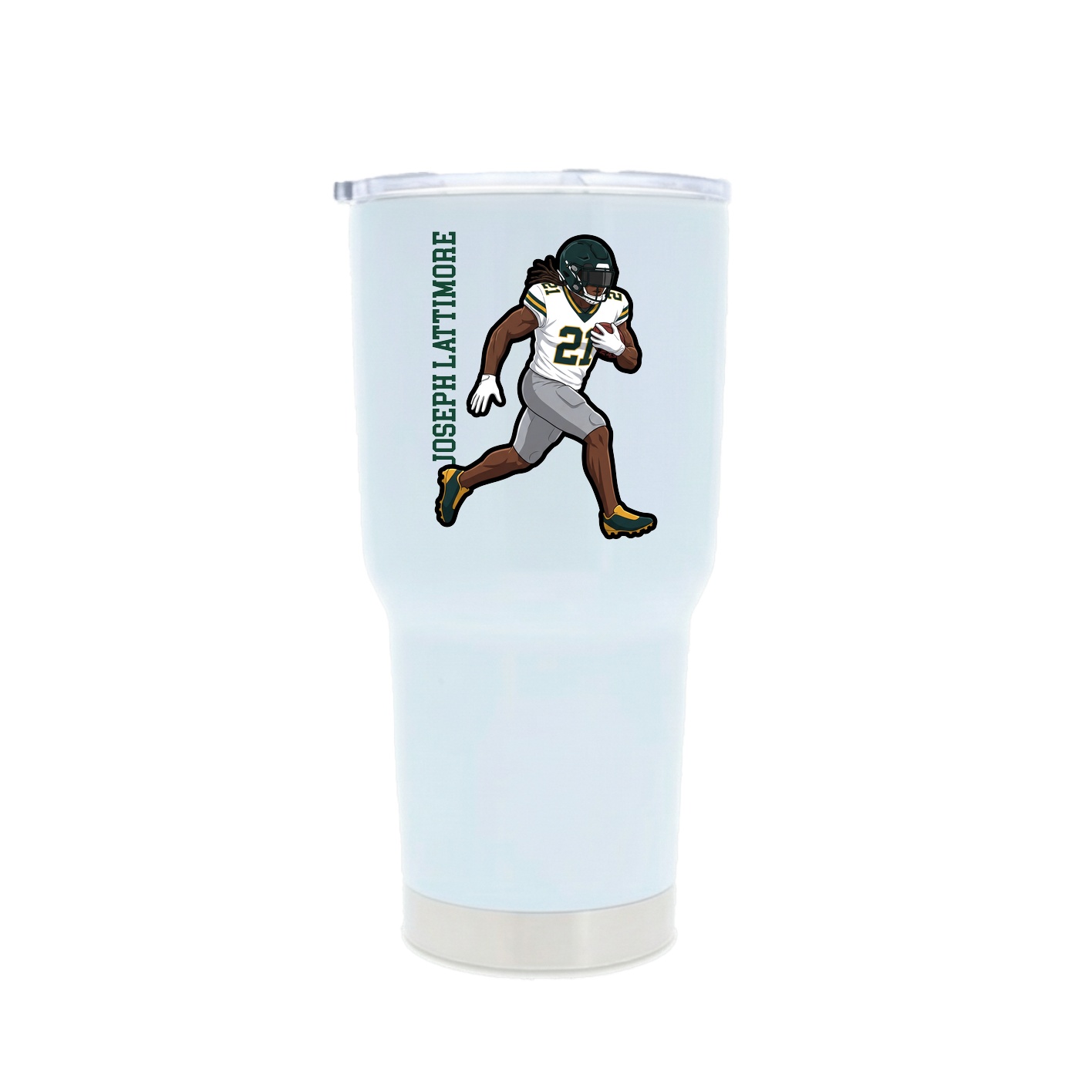 30oz Stainless Steel Tumbler — Name Vertical in White