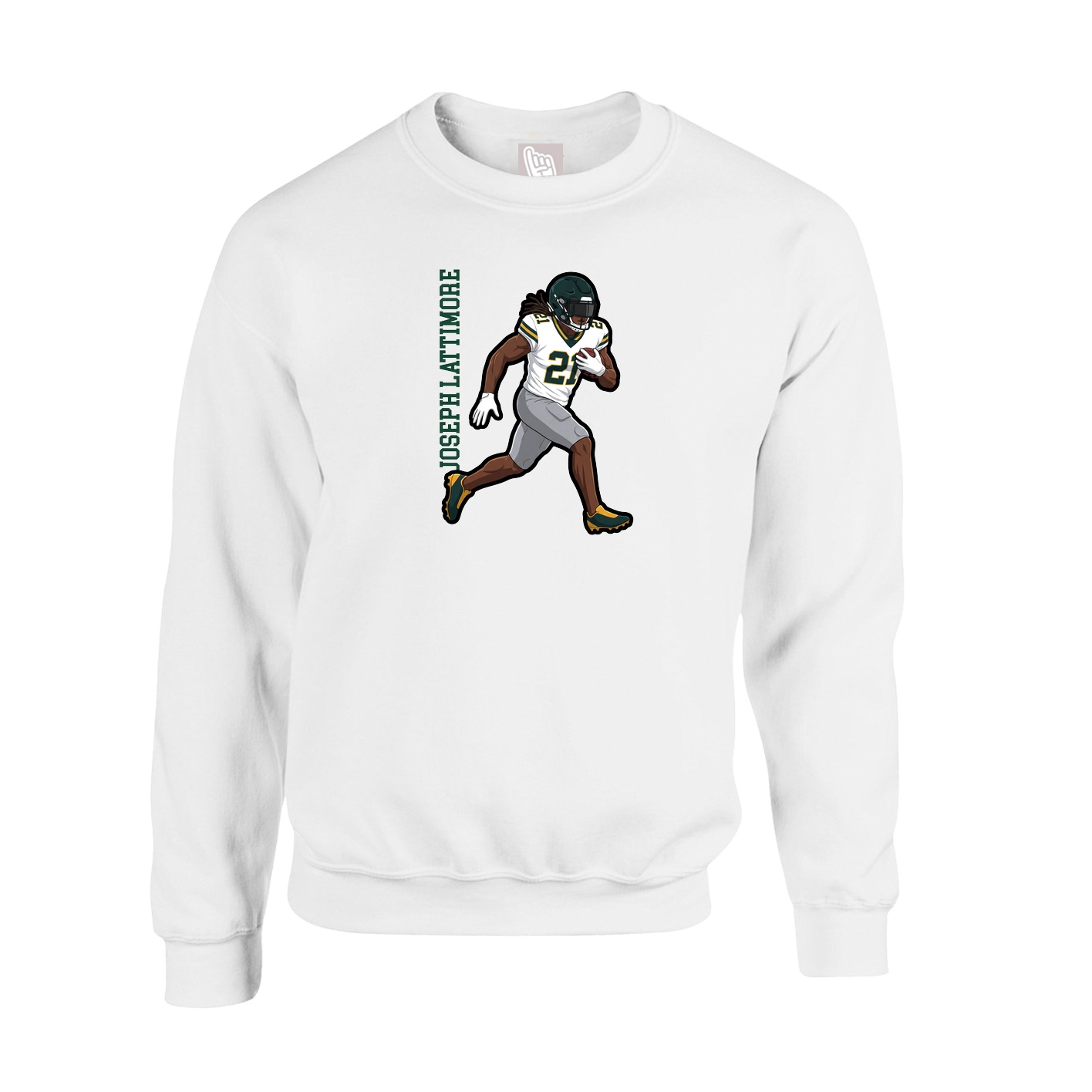 Fleece Crew — Name Vertical in White