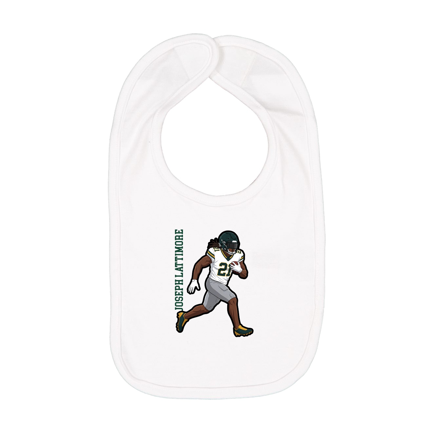 Infant Bib — Name Vertical in White