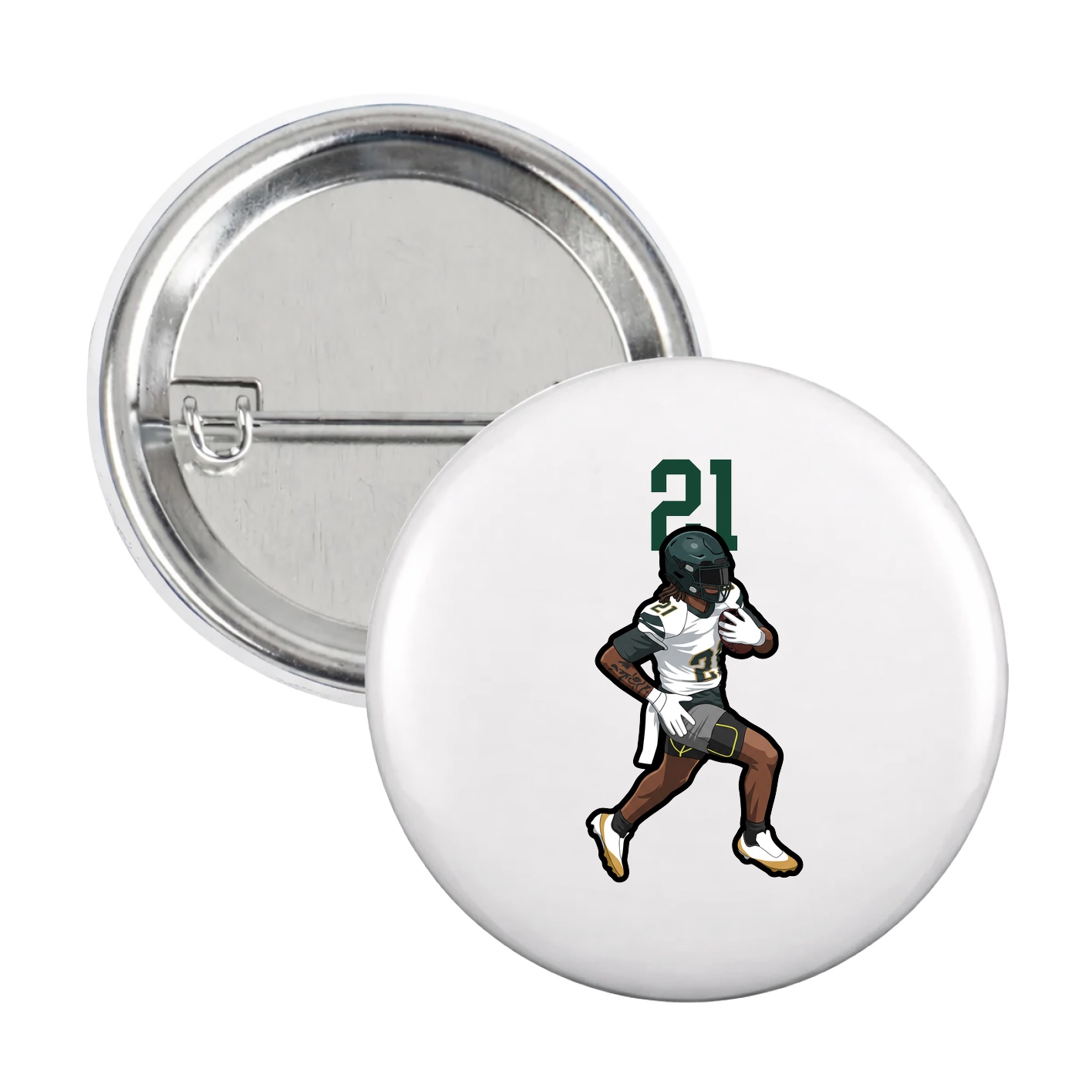 Game Day Button — Number Top in White