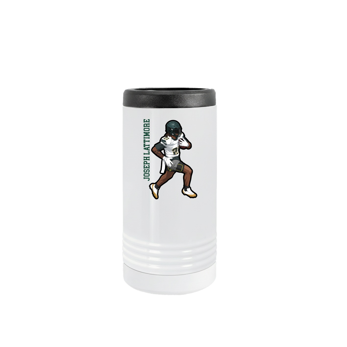 Slim Beverage Holder — Name Vertical in White