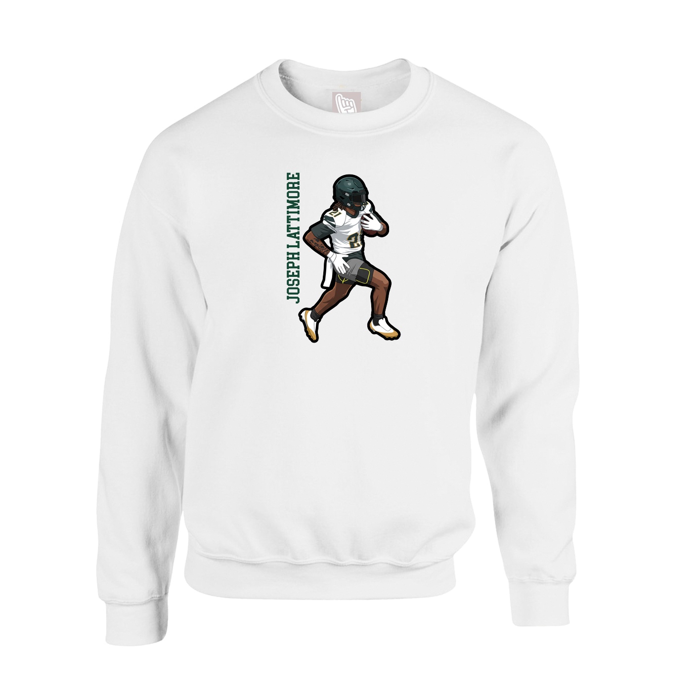 Fleece Crew — Name Vertical in White