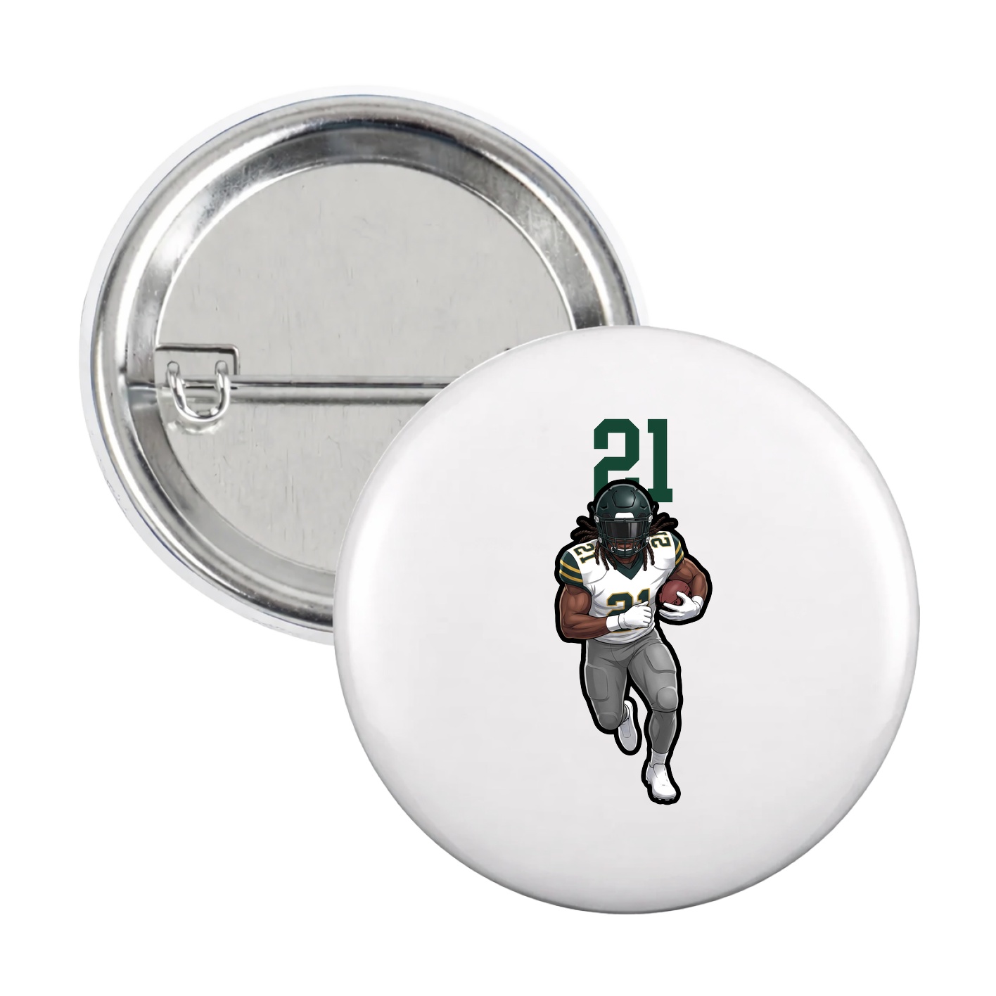 Game Day Button — Number Top in White