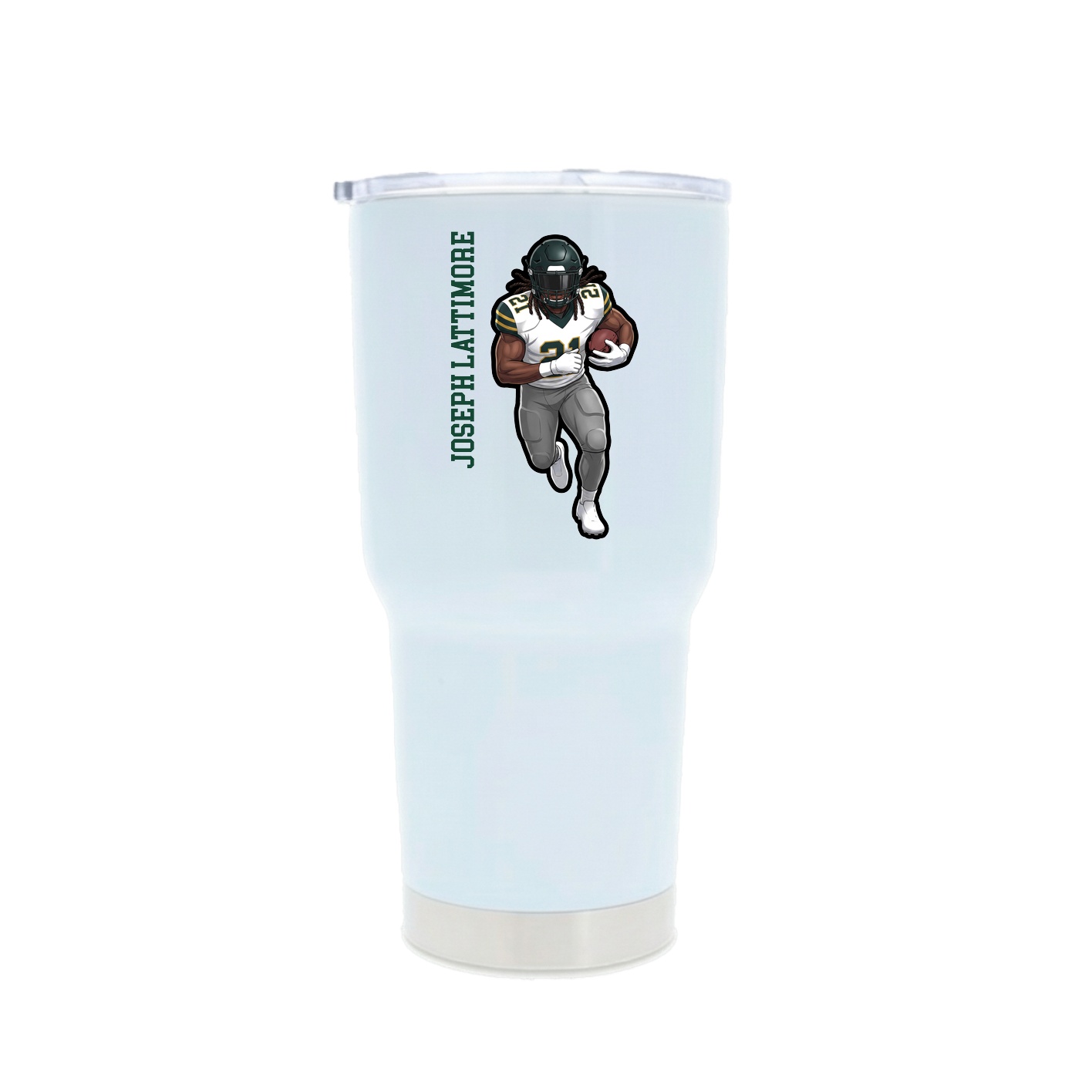 30oz Stainless Steel Tumbler — Name Vertical in White