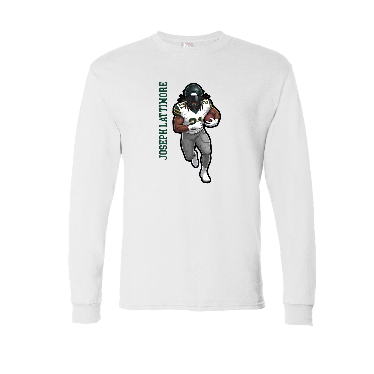 Long Sleeve Tee — Name Vertical in White