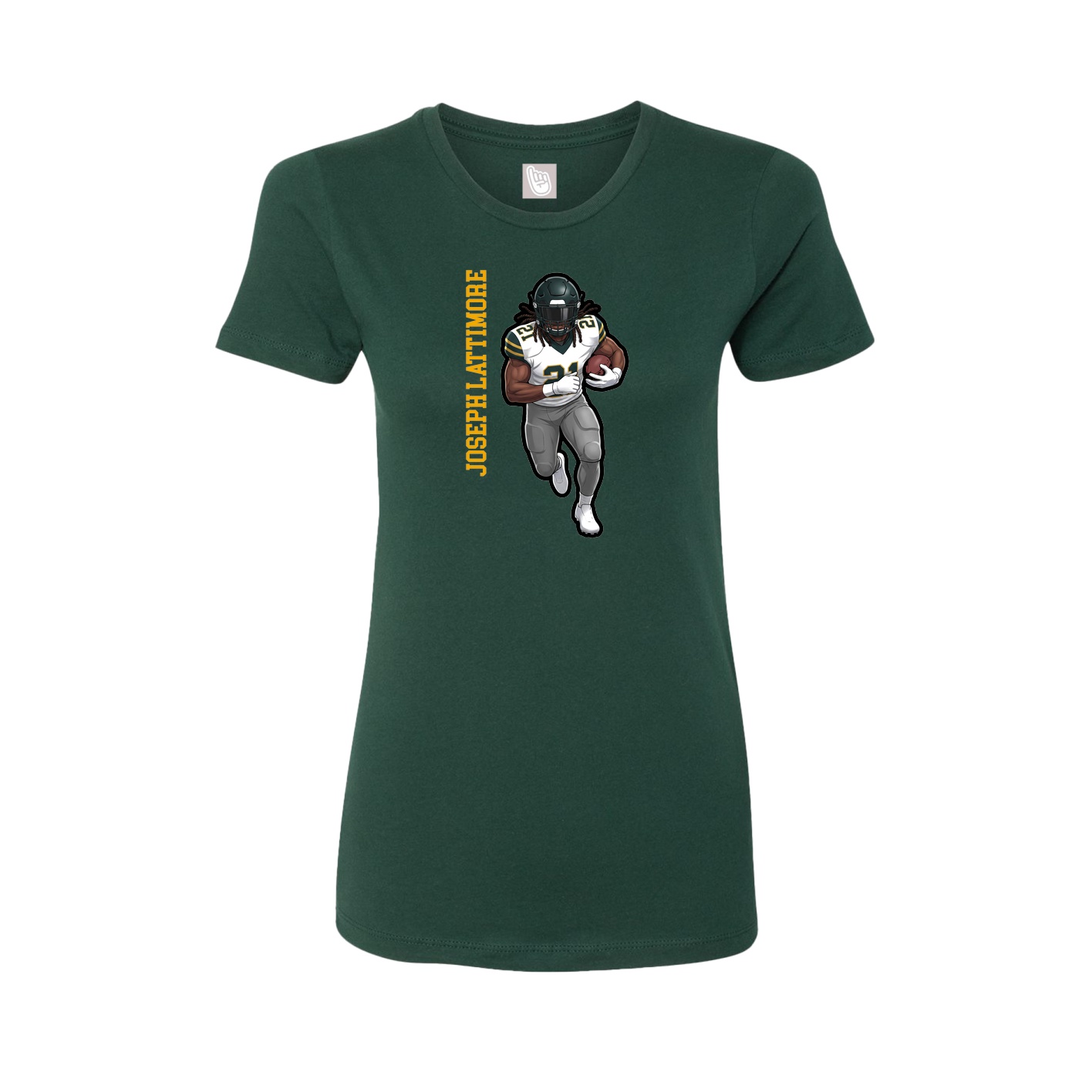 Womens Tee — Name Vertical in Green
