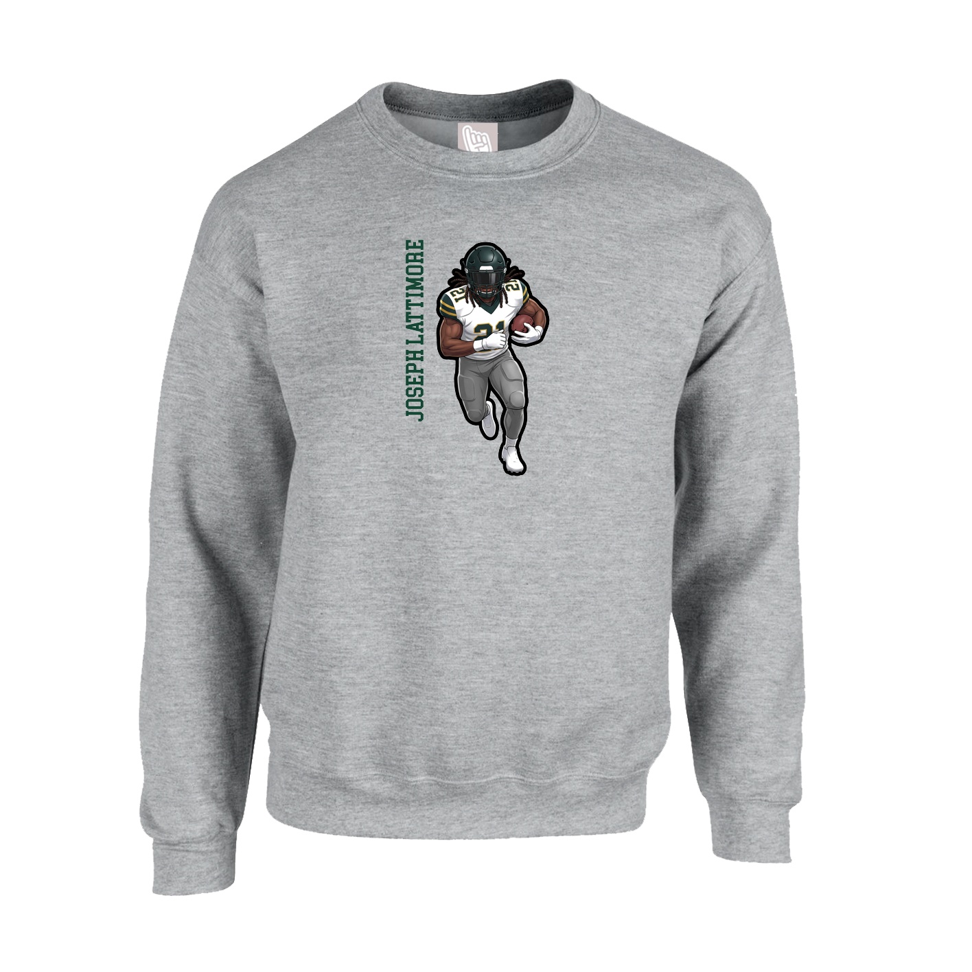 Fleece Crew — Name Vertical in Grey