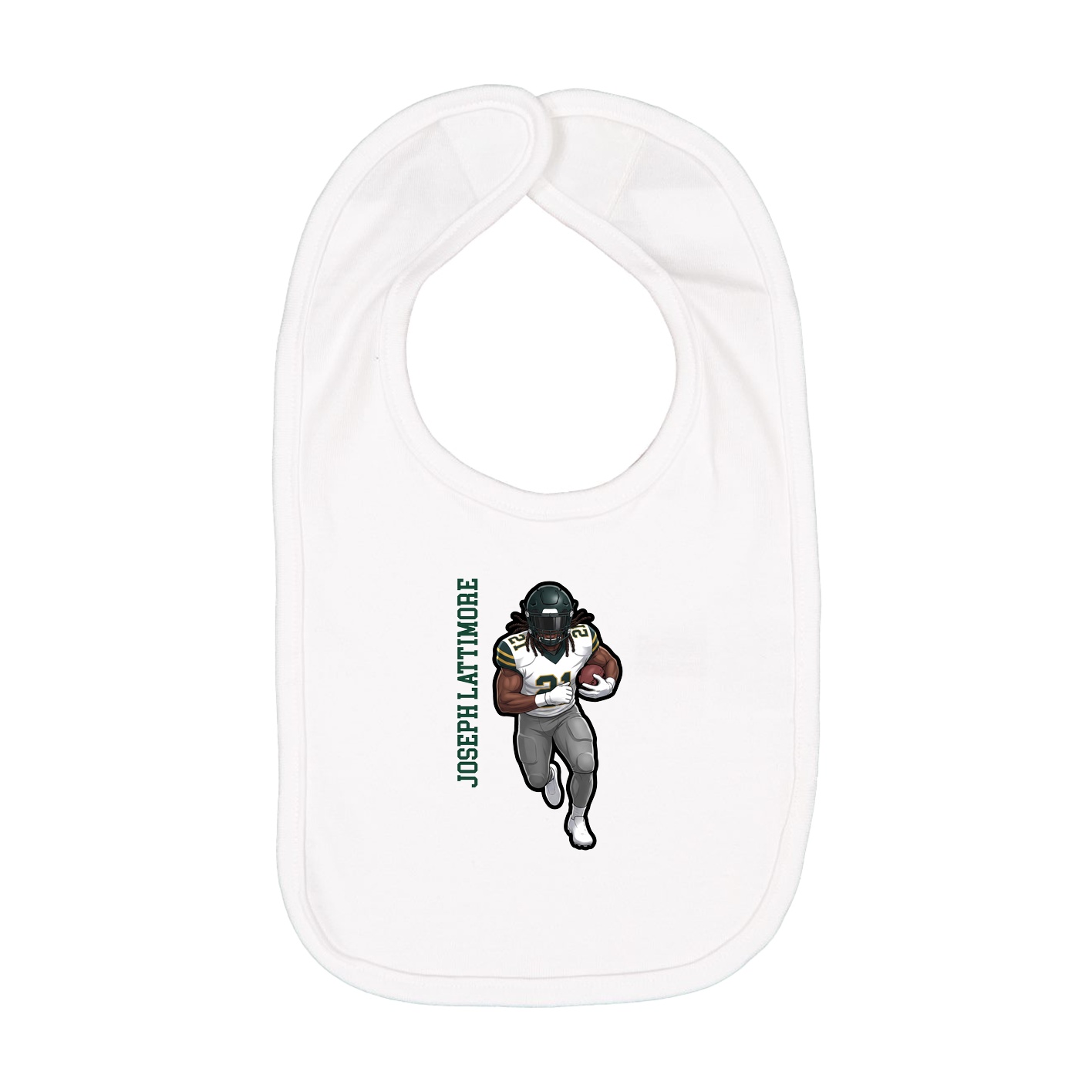 Infant Bib — Name Vertical in White