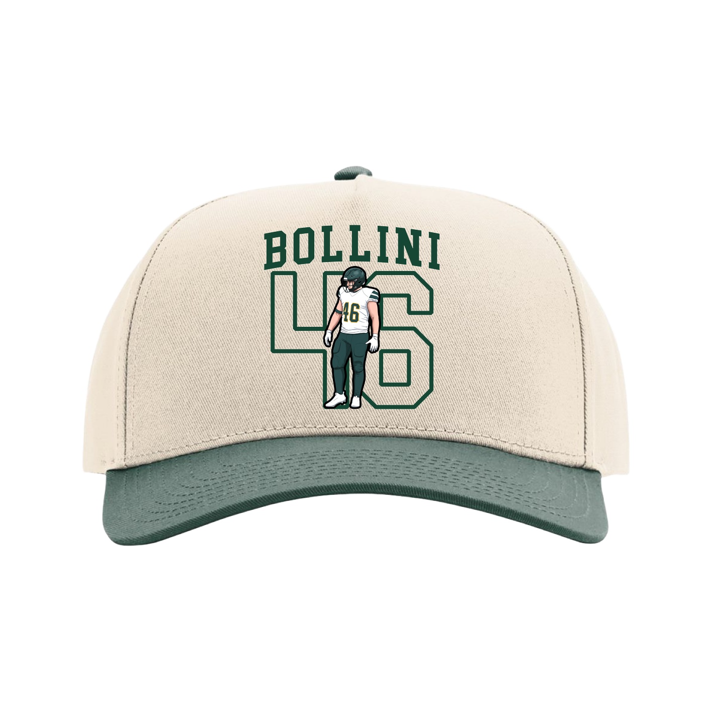 Full Fabric Five-Panel Champ Cap — Shirsey in Cream/Green