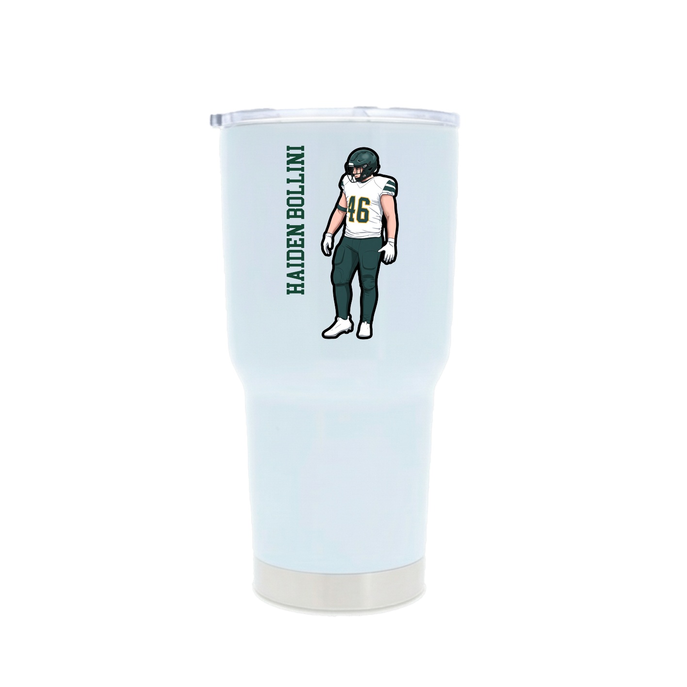 30oz Stainless Steel Tumbler — Name Vertical in White