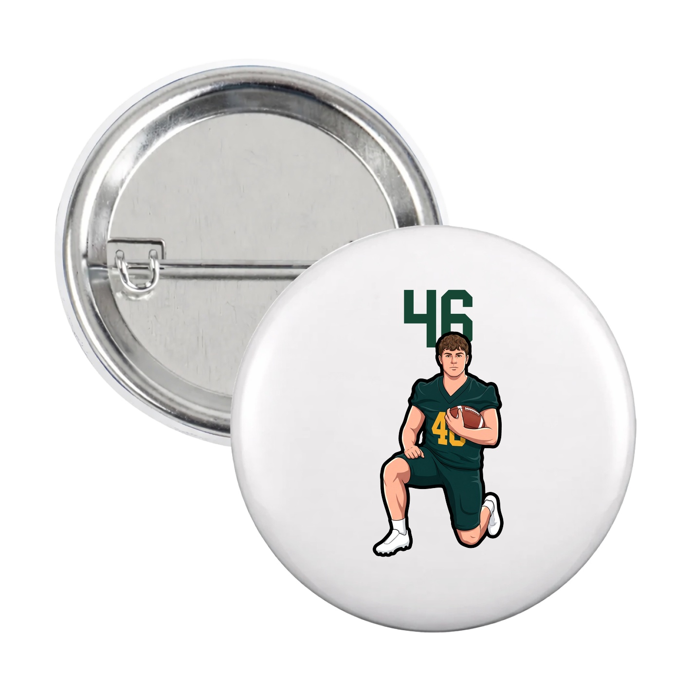 Game Day Button — Number Top in White