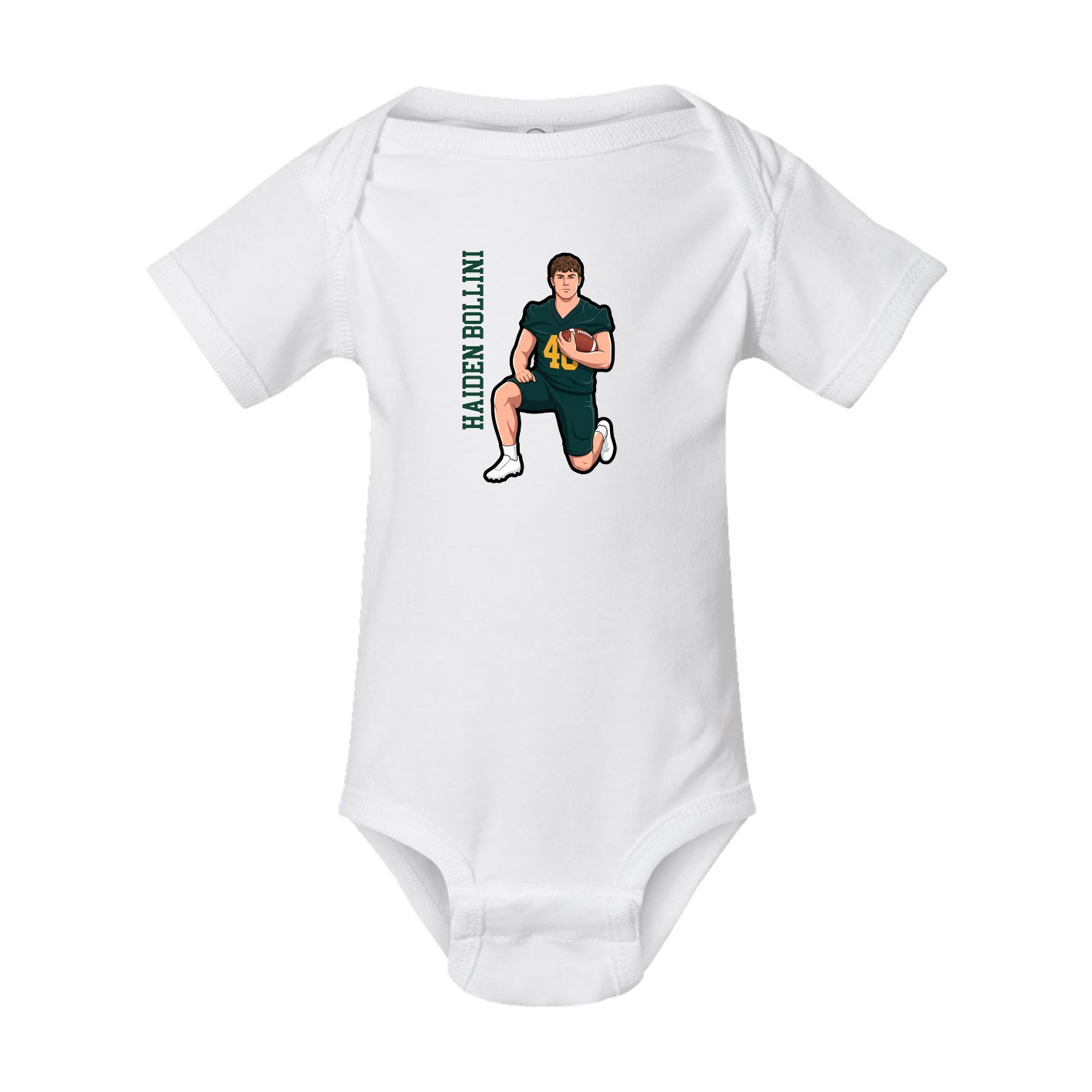 Baby Onesie — Name Vertical in White