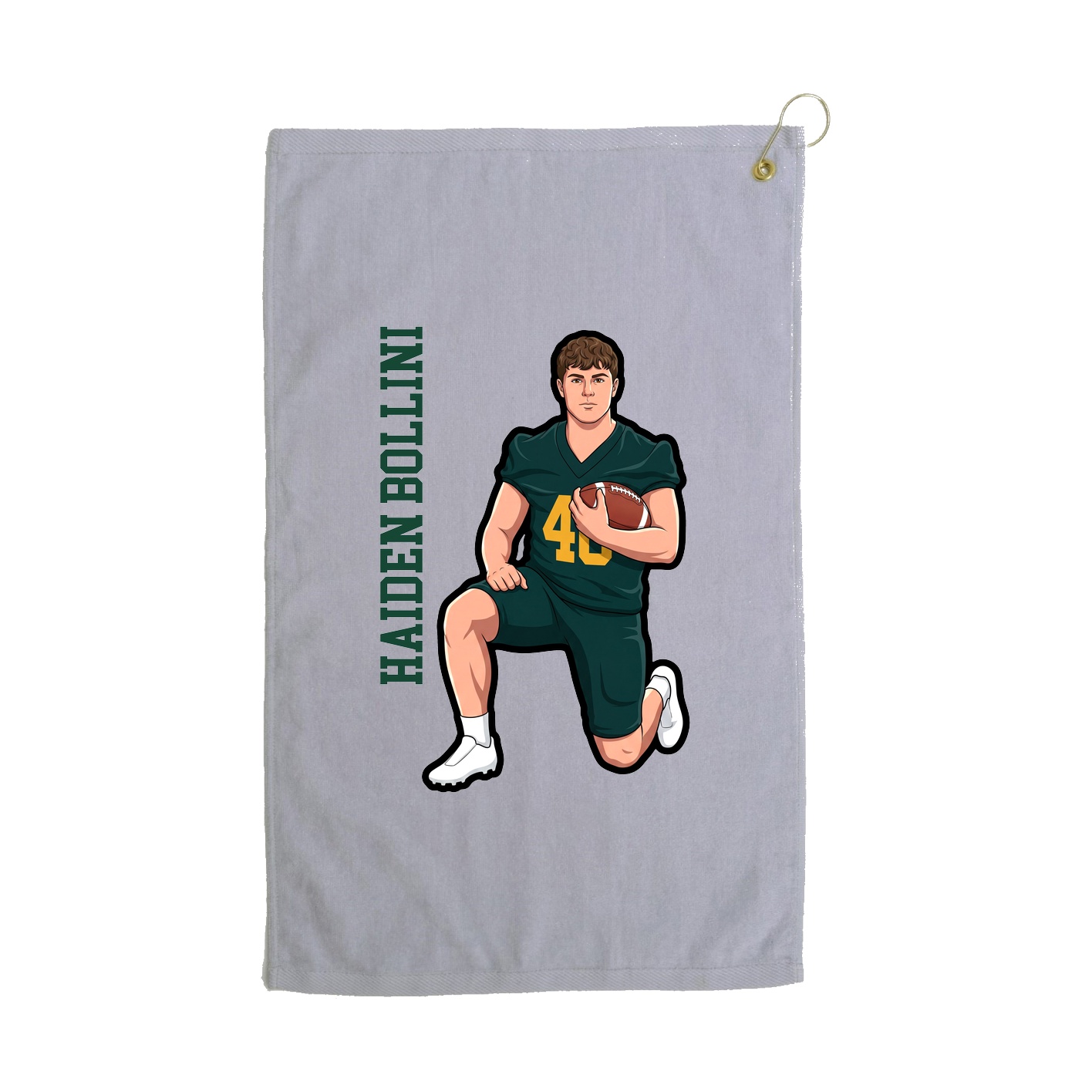 Golf Towel — Name Vertical in Grey