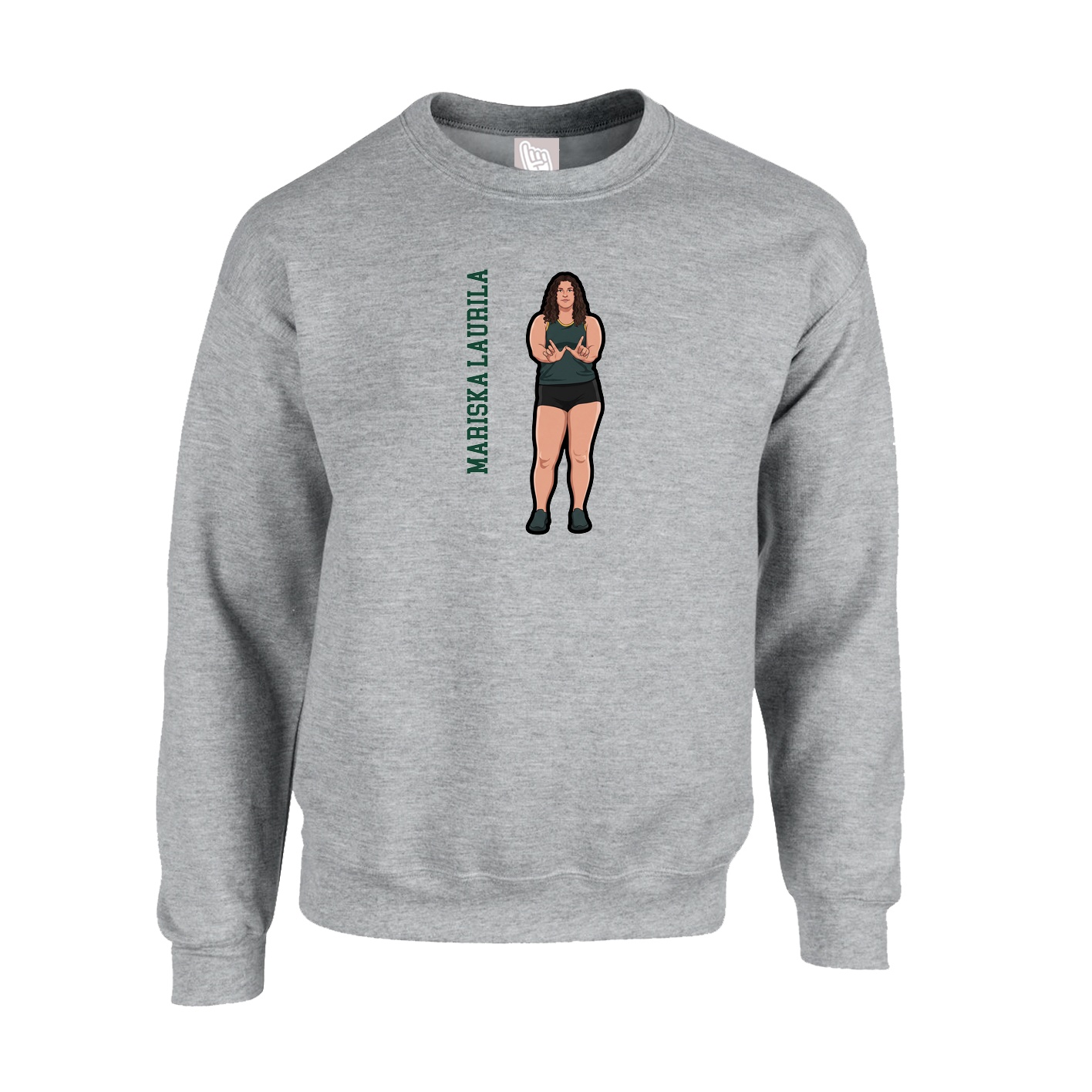 Fleece Crew — Name Vertical in Grey