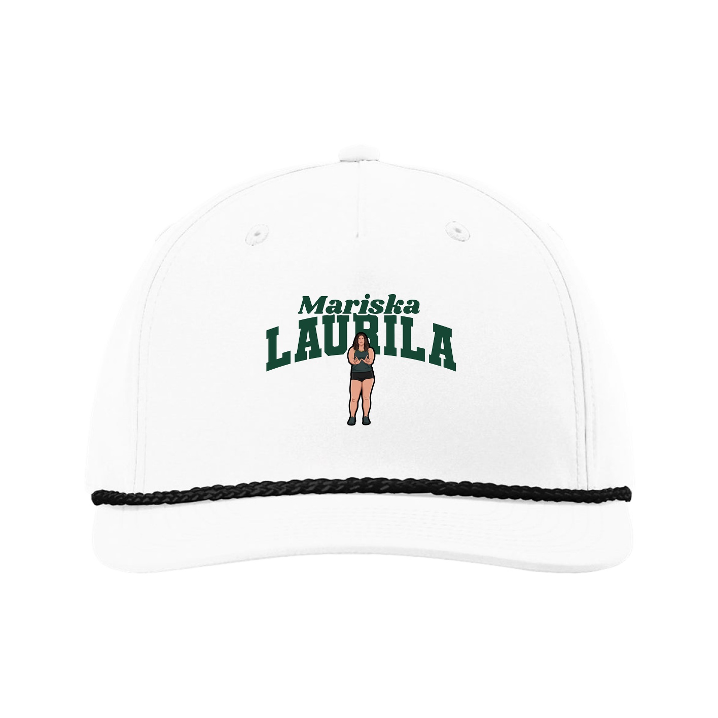 Five-Panel Classic Rope Cap — Signature Arch in White