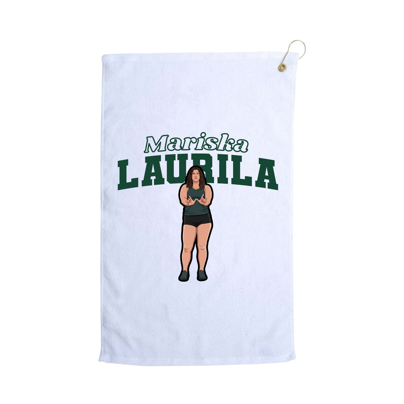 Golf Towel — Name Arch in White