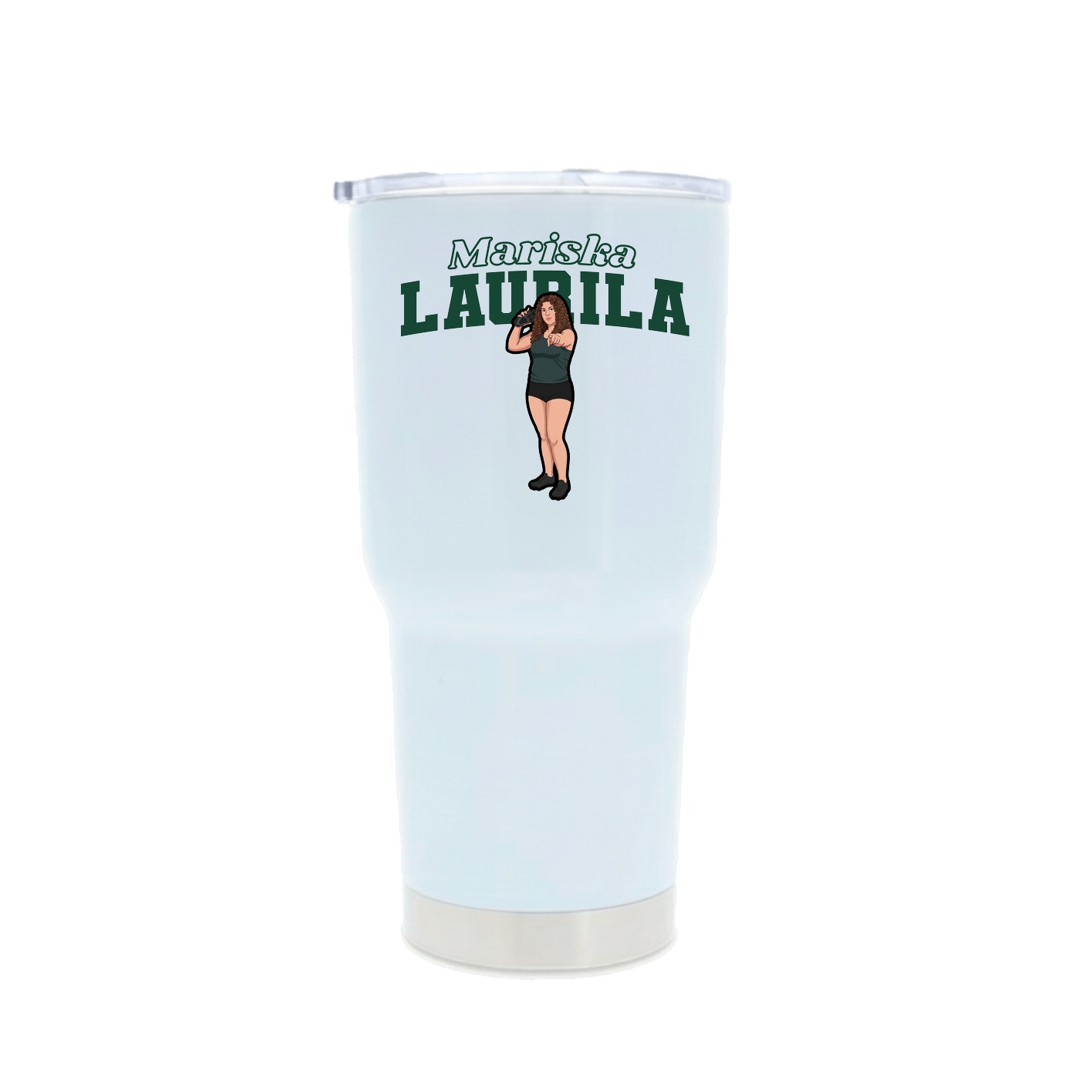 30oz Stainless Steel Tumbler — Name Arch in White