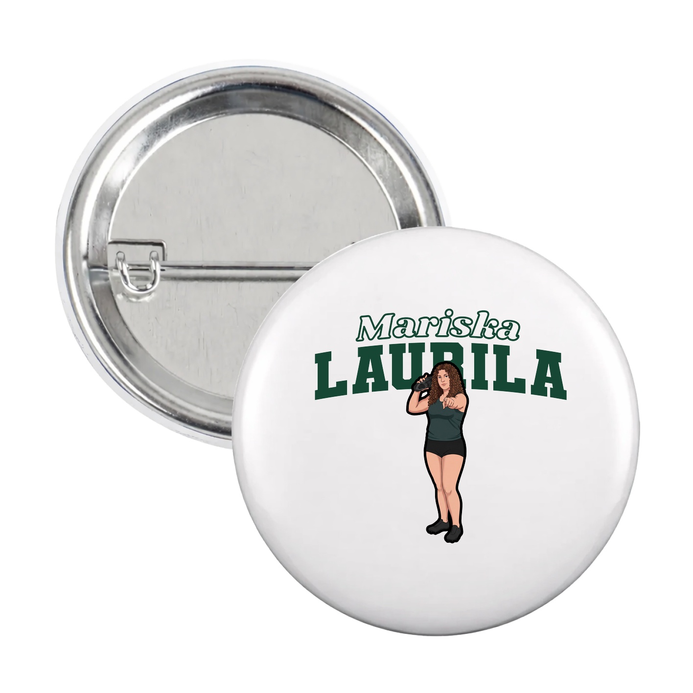 Game Day Button — Name Arch in White