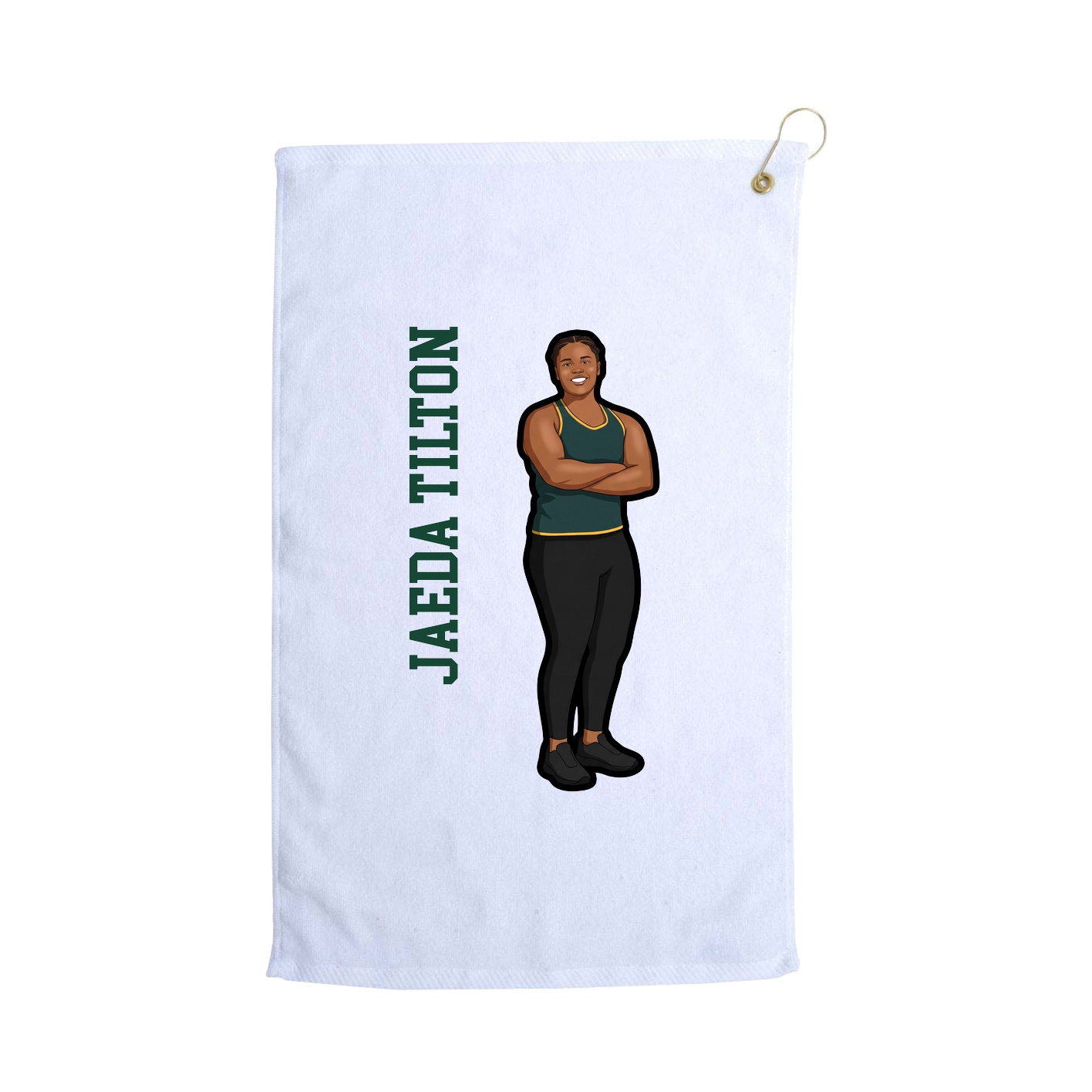 Golf Towel — Name Vertical in White