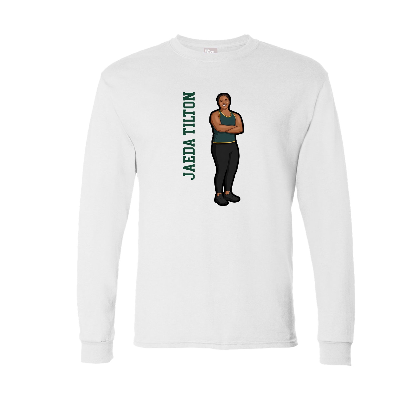 Long Sleeve Tee — Name Vertical in White