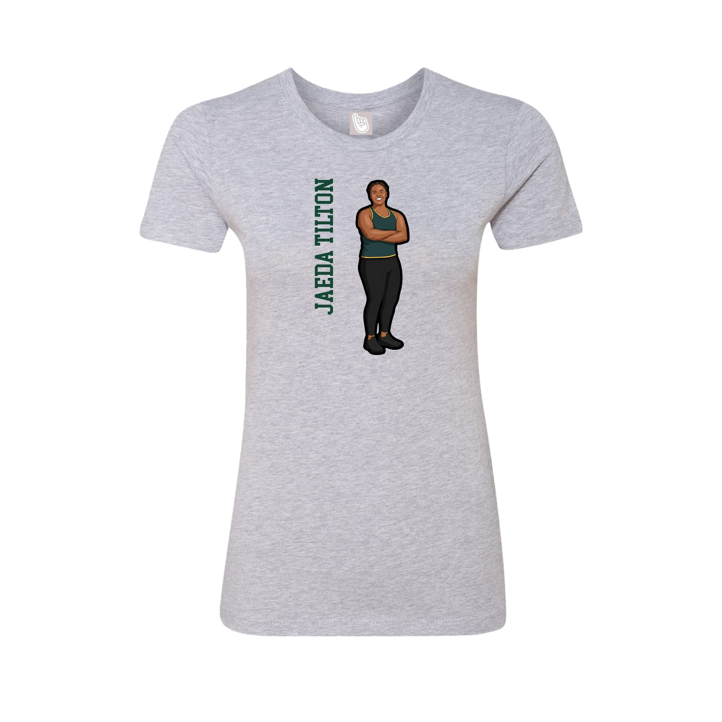 Fitted Women's Tee — Name Vertical in Grey