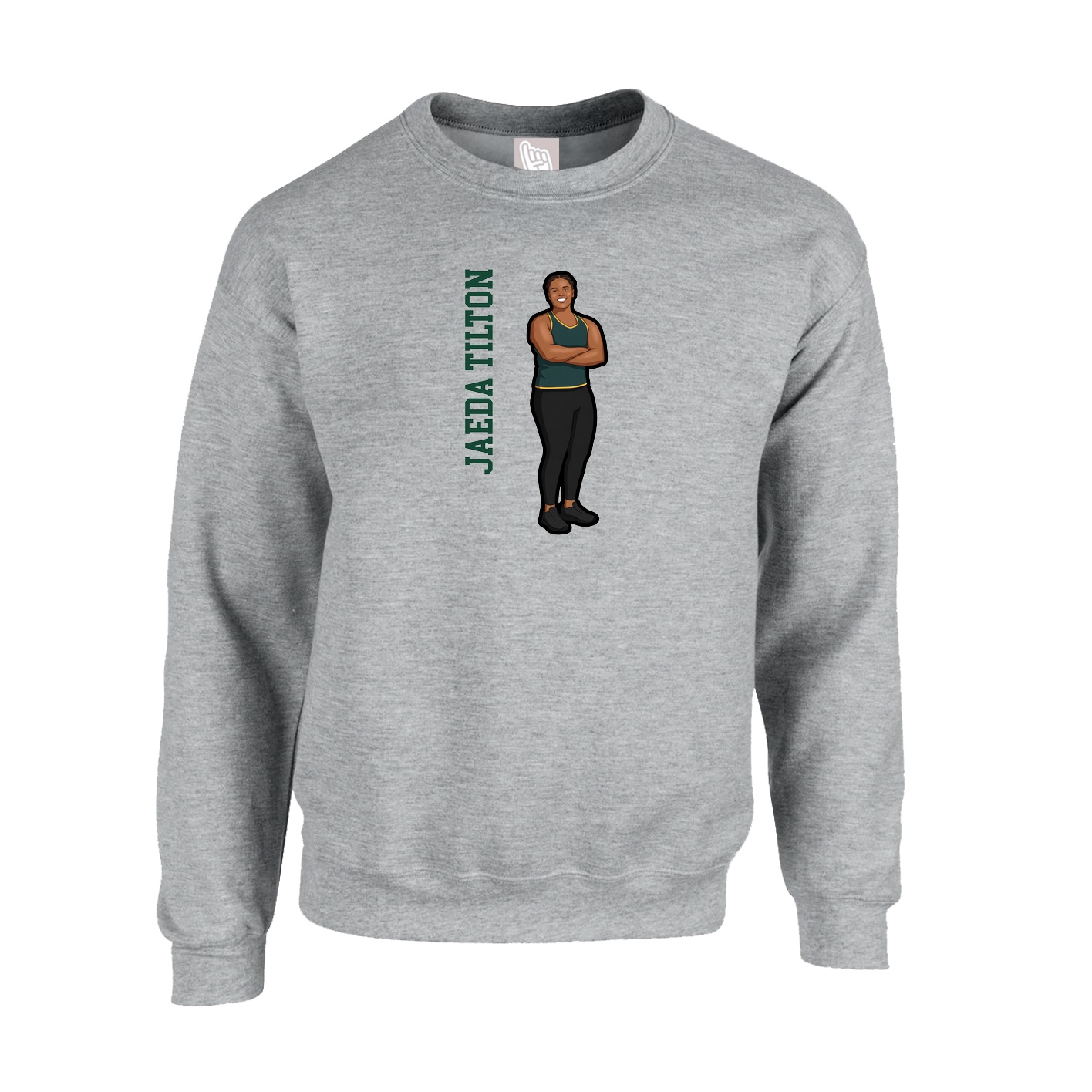 Fleece Crew — Name Vertical in Grey