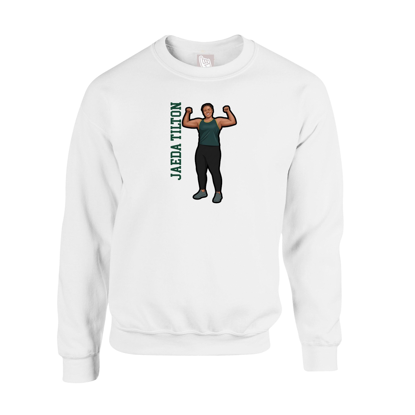 Fleece Crew — Name Vertical in White