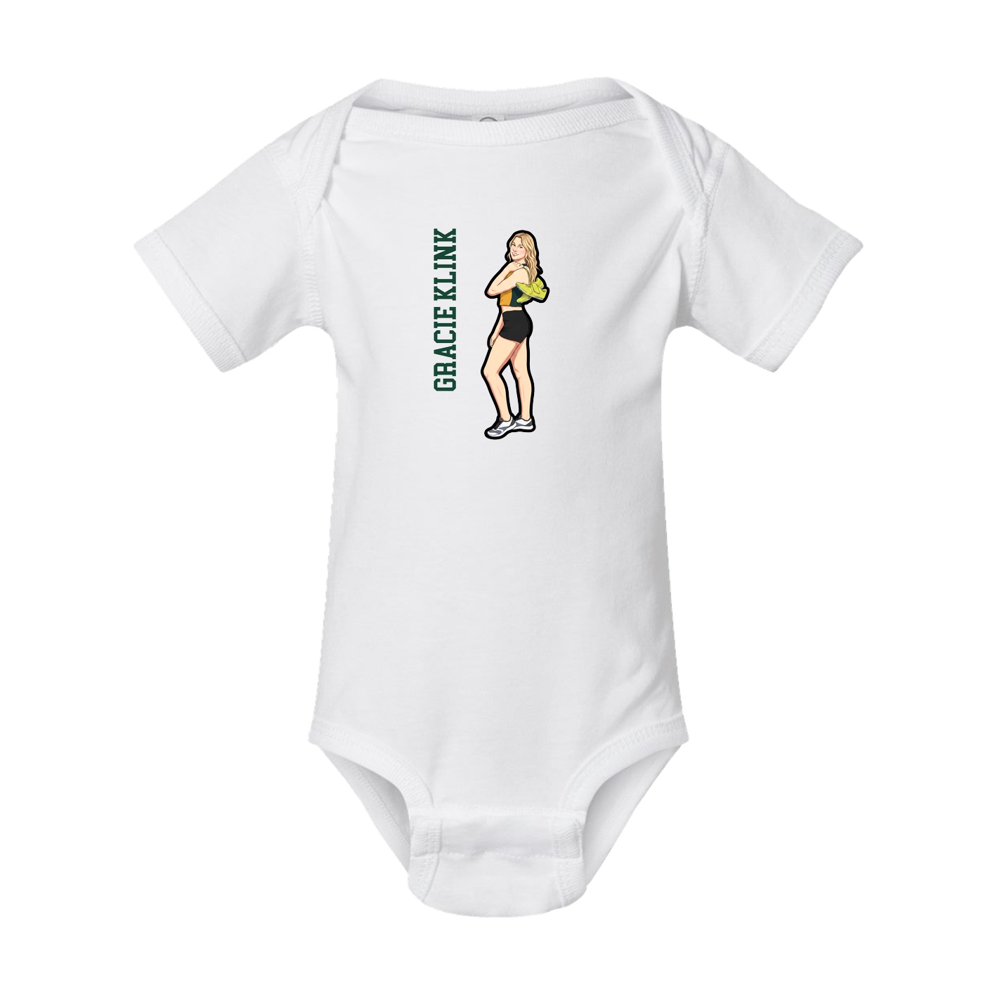 Baby Onesie — Name Vertical in White