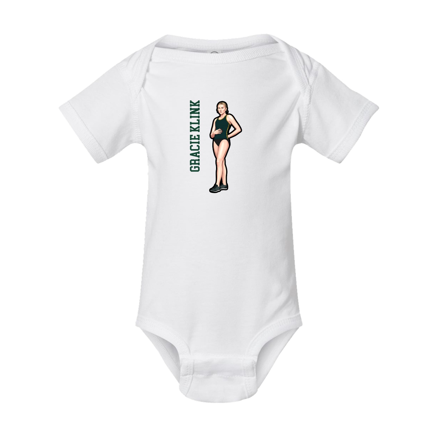 Baby Onesie — Name Vertical in White